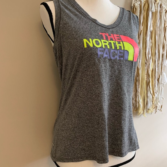 The North Face size medium gray spell out sleeveless EUC - Picture 3 of 7